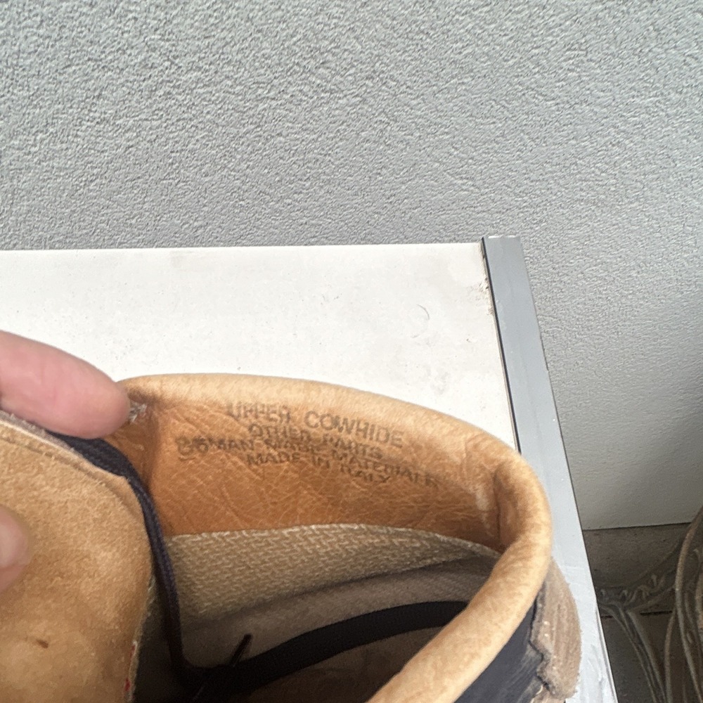 vintage Vasque Skywalk Gore-Tex hiking boots tan suede and navy blue 7.5 - Picture 7 of 9